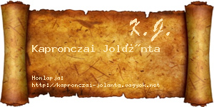 Kapronczai Jolánta névjegykártya